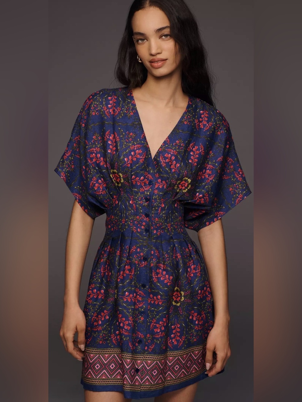 Anthropologie Exquise Tobie Linen Mini Shirtdress